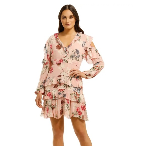 Nicholas Lilac Floral Frill Silk Mini Dress NWOT 4 - Perfect Condition - Picture 1 of 8